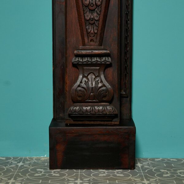 Large Antique Jacobean Dark Oak Fireplace