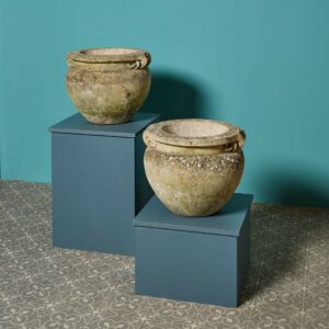 Two Weathered Compton Style Scroll Pots