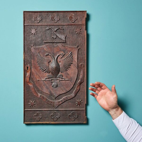 Antique Victorian Carved Oak Panel of Coat of Arms