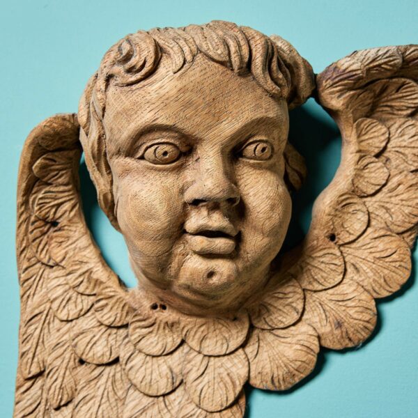 Pair of Antique Neoclassical Carved Cherubs