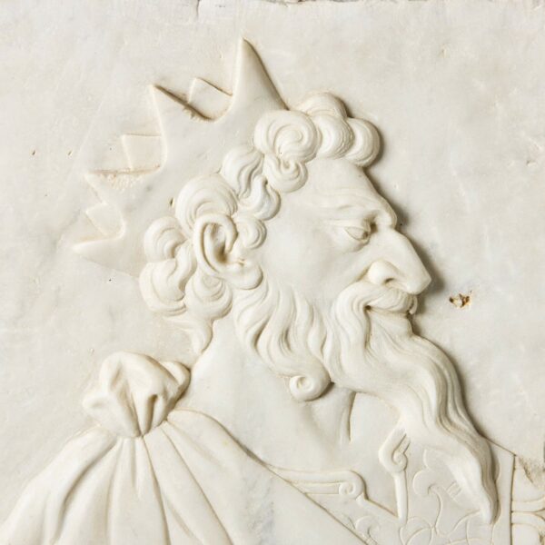 Antique Carved Marble Plaque of Attila the Hun