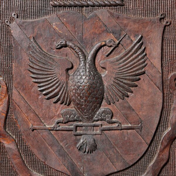 Antique Victorian Carved Oak Panel of Coat of Arms