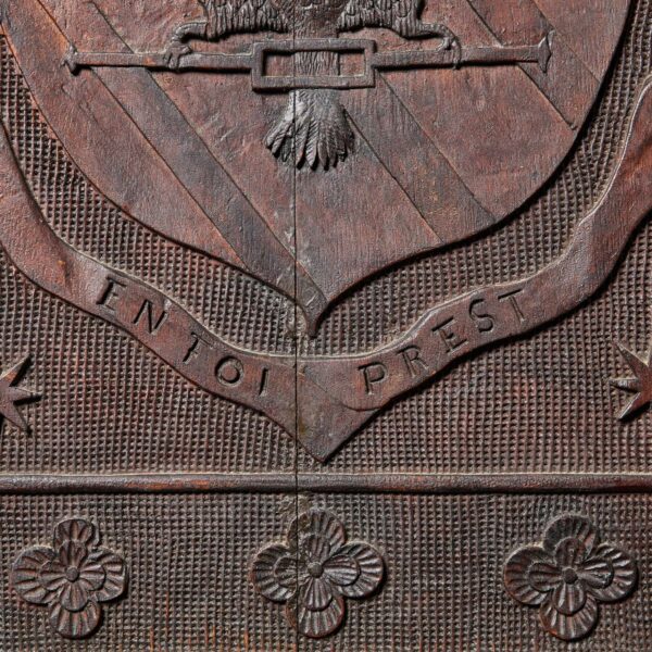 Antique Victorian Carved Oak Panel of Coat of Arms