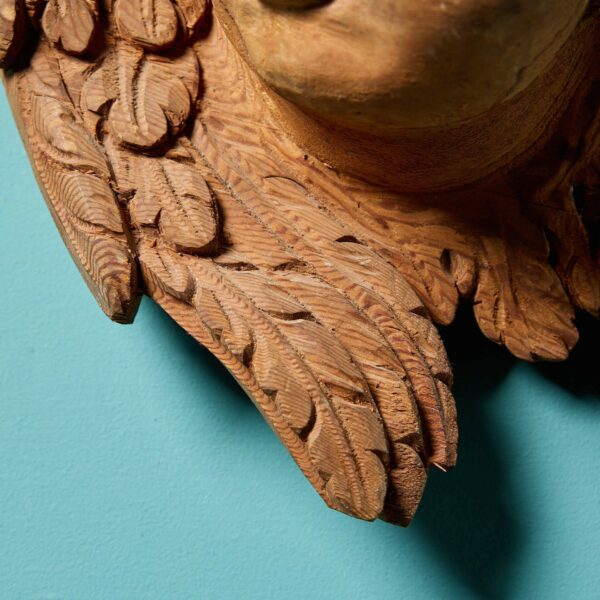 Antique Carved Pine Cherub Wall Hanging