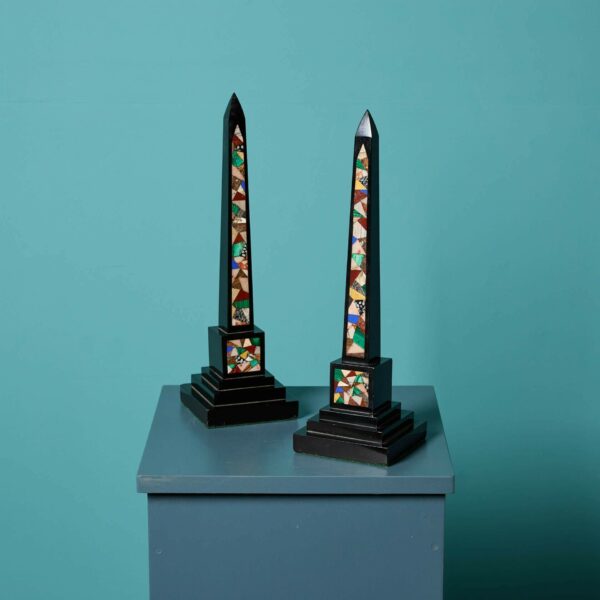 Pair of Reclaimed Ashford Black Marble Obelisks