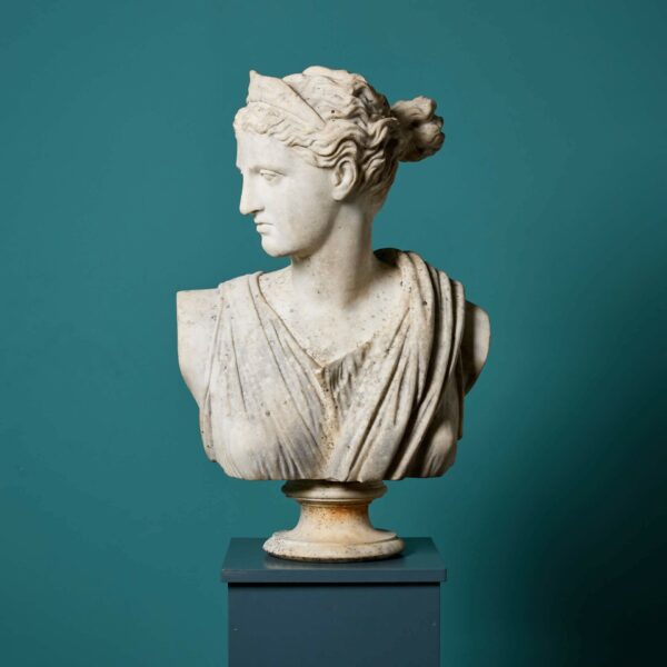 Antique Statuary Marble Bust of Diana