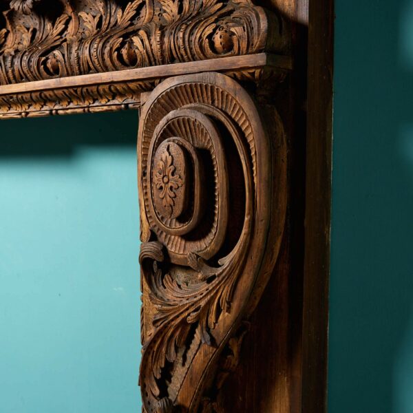 Large Carved Pine Georgian Style Fire Surround