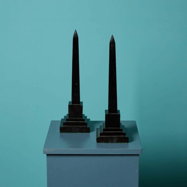 Pair of Reclaimed Ashford Black Marble Obelisks