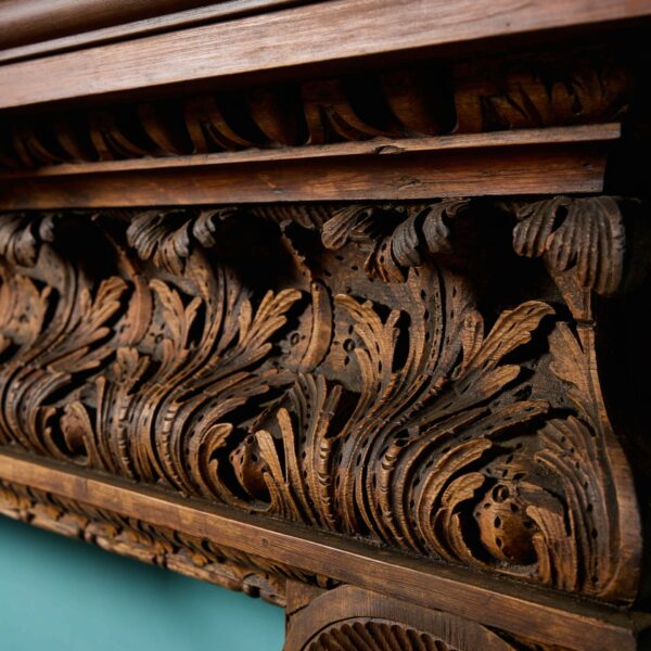 Large Carved Pine Georgian Style Fire Surround