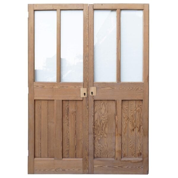 Set of Glazed Victorian Pitch Pine Double Doors