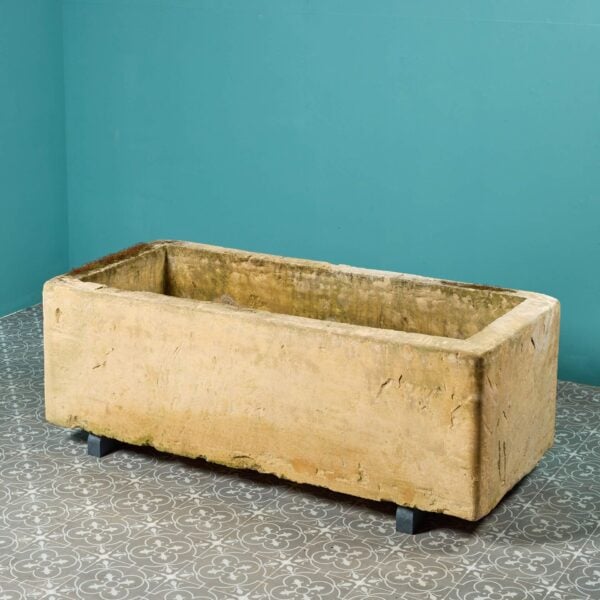 0_263-1 Rare Georgian Antique Limestone Trough Planter