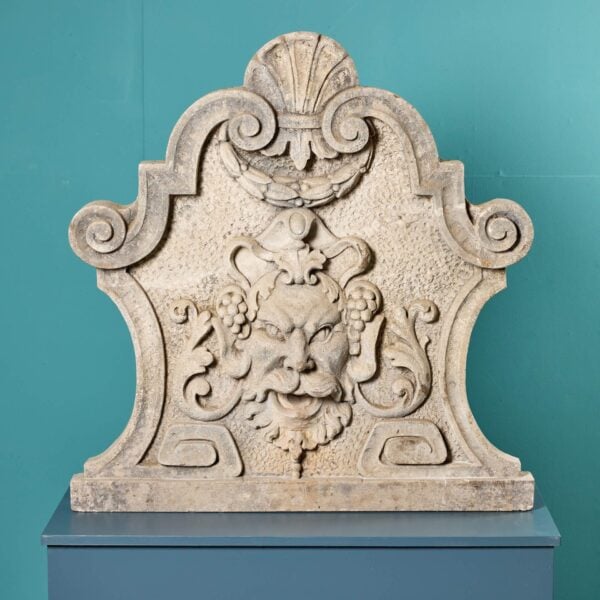 0_264-1 Neoclassical Antique Limestone Mask Wall Fountain
