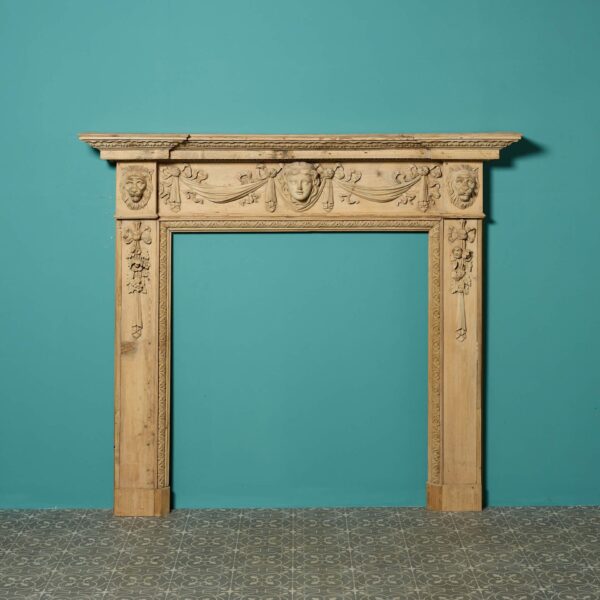 0_30032-1 Antique Carved Pine Fire Surround in the Style of William Kent