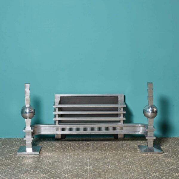Original Art Deco Polished Aluminium Fire Basket