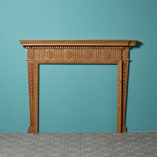 Antique English Carved Wooden Fireplace
