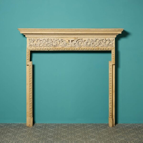 0_31846-1 Rare Antique George III Carved Pine Fireplace