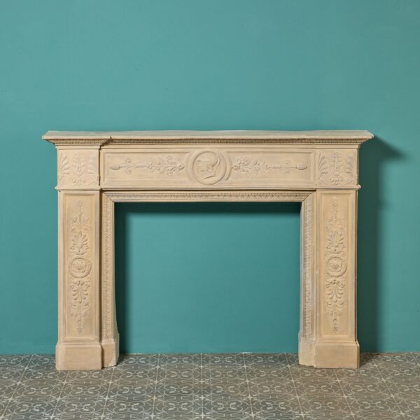 Italian Neoclassical Buff Terracotta Fireplace