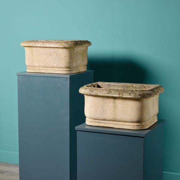 0_35434-1 Two Weathered Stone Garden Planters or Sinks
