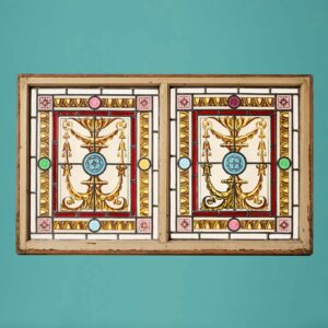 Colourful Antique Stained Glass Double Window