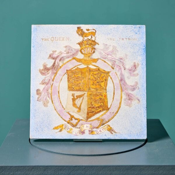 0_35562-2-2 Antique English Tile Depicting Queen Victoria's Coat of Arms