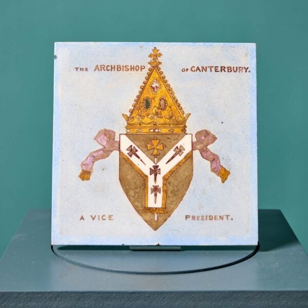 0_35563-2 Antique English Tile Depicting Archbishop of Canterbury Coat of Arms