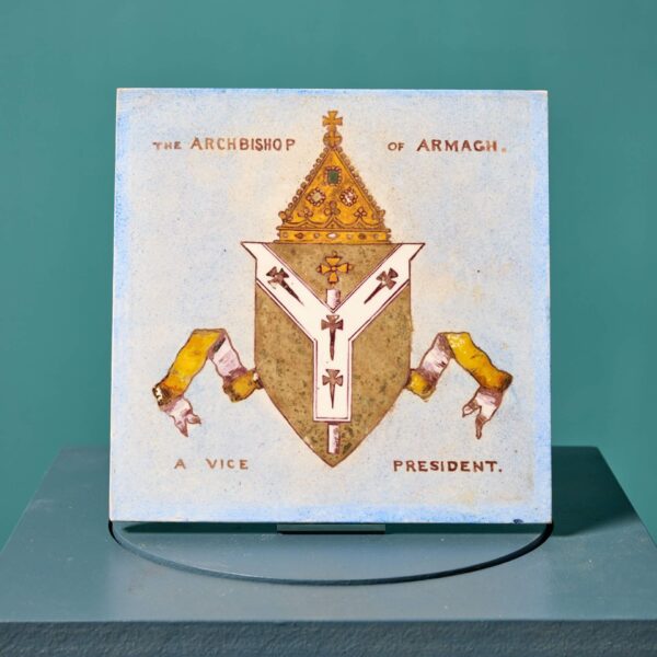 0_35564-2 Antique English Tile Depicting Archbishop of Armagh Coat of Arms