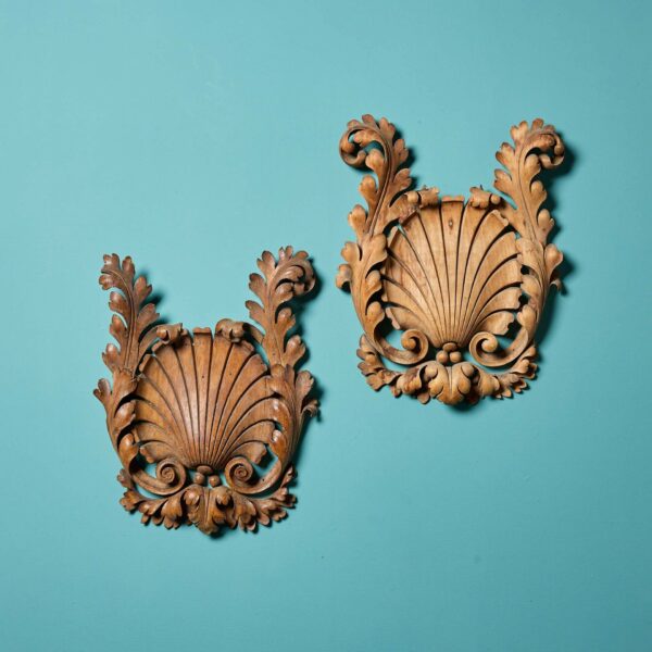 Pair of Georgian Style Scallop Shell Wall Carvings