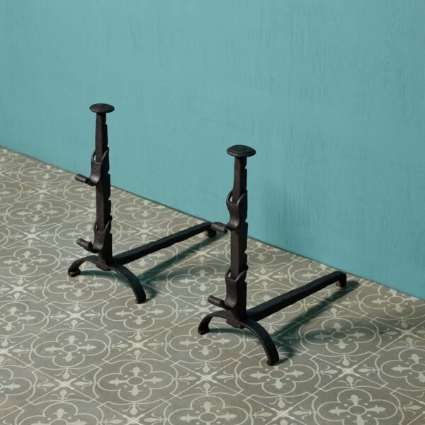 0_6742_-5 Pair of Antique Wrought Iron Fire Dogs