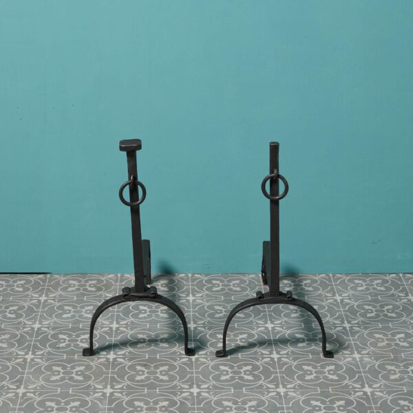 0_6758-1 Pair of Antique Wrought Iron Fire Dogs