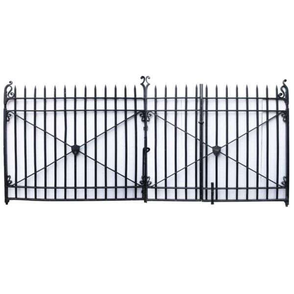 0_D599_St_George_s_cross_gates Pair of English Wrought Iron Driveway Gates 427cm (14ft)