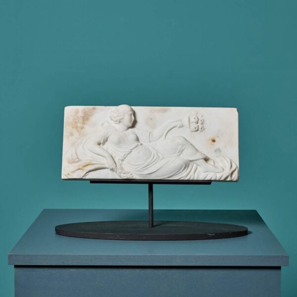 0_UKH-252 Antique Grand Tour Carved Statuary Marble Plaque