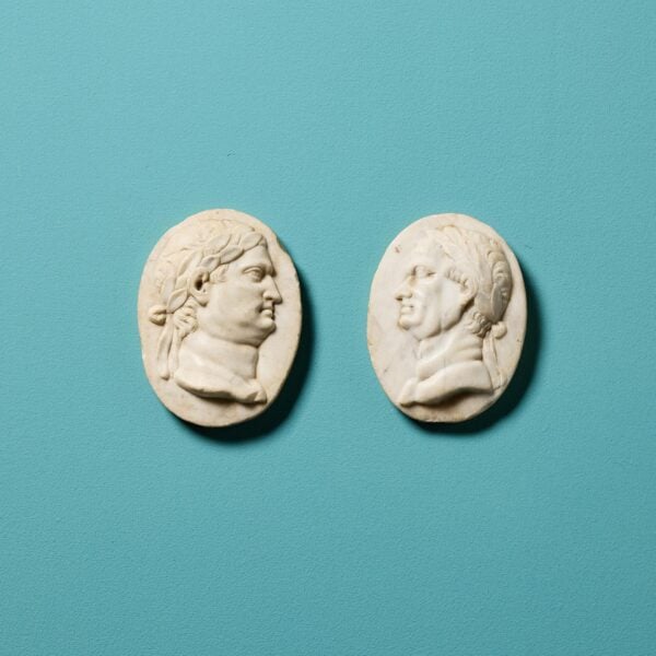 0_UKH7791 Set of 2 Grand Tour Marble Medallions of Roman Emperors