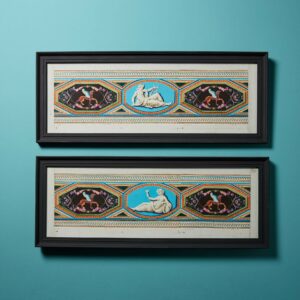 Pair of Antique Framed Polychrome Classical Friezes