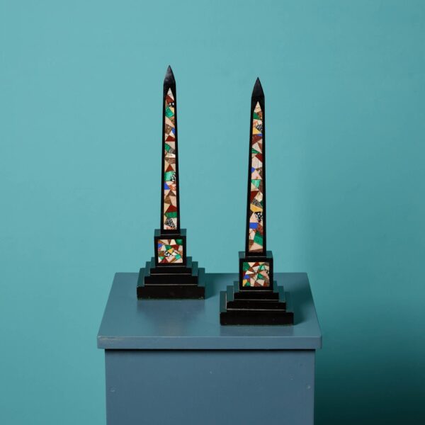 0_UKH8207 Pair of Reclaimed Ashford Black Marble Obelisks