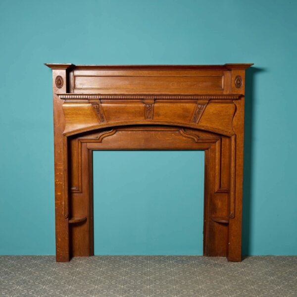 Large Antique Arts & Crafts Style Oak Fire Surround