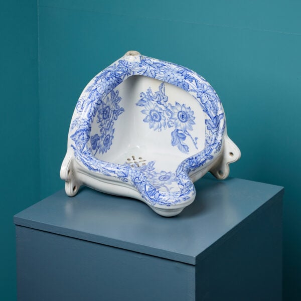 Antique Blue and White Patterned Urinal