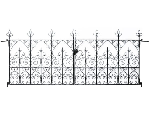 190-Wrought-Iron-Driveway-Gates-6-1-scaled A Set of Reclaimed Wrought Iron Driveway Gates 396 cm (13 ft)