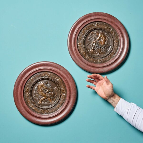 Two Bronze Grand Tour Framed Roundels