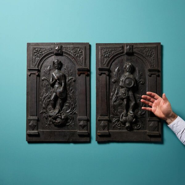 Pair of 17th Century Medieval Style Carved Oak Panels