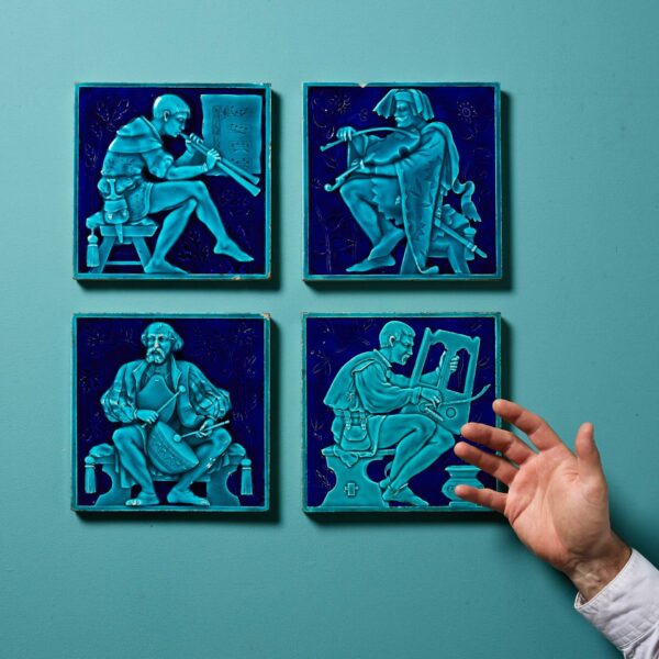 Set of 4 Minton Tiles Attributed to Edward Hammond