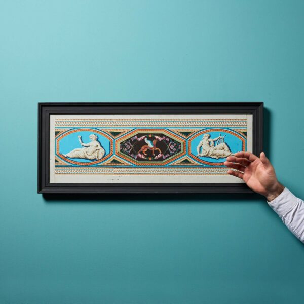 Antique Framed Polychrome Classical Frieze