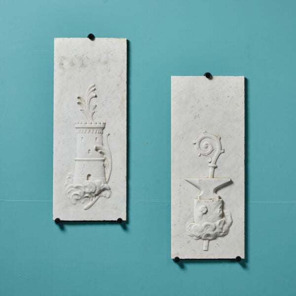 20572-Pair-of-Marble-Plaques1 Pair of Carved Carrara Marble Wall Plaques