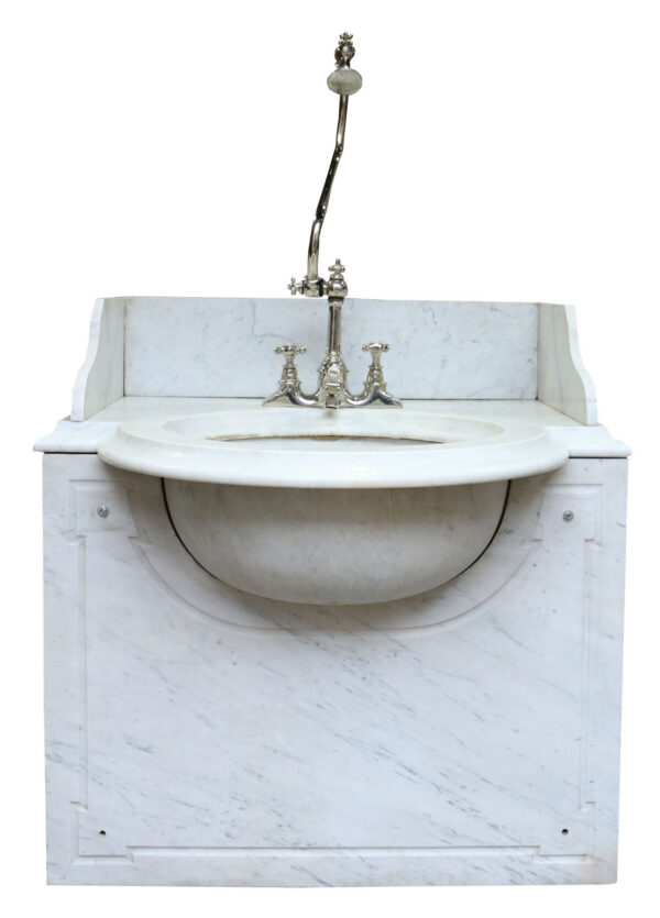 An Antique George Jennings Carrara Marble Wash Basin or Sink