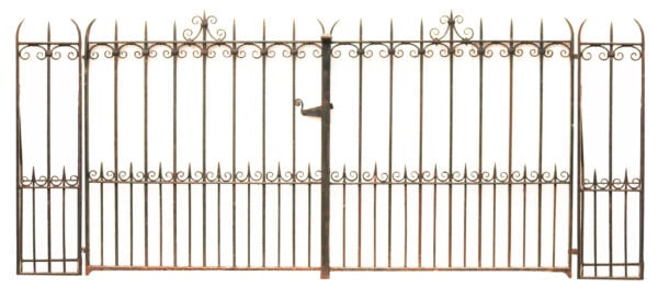 281-Gate-scaled Pair of Wrought Iron Driveway Gates with Posts