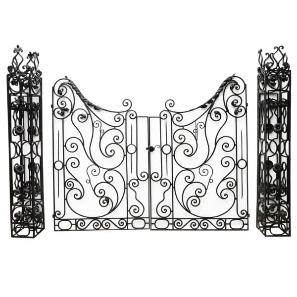 296-1-CO-01 Set of Ornate Wrought Iron Driveway Gates and Posts 288 cm (9’5”)