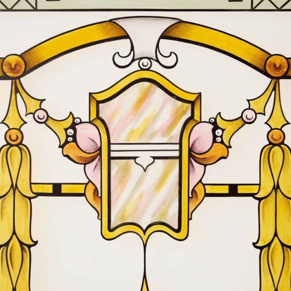 Art Nouveau Stained & Etched Glass Window