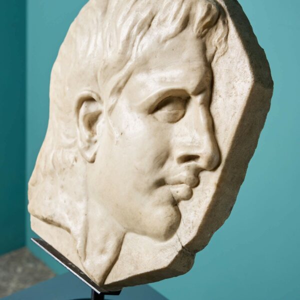 Grand Tour Statuary Marble Relief of a Roman Emperor