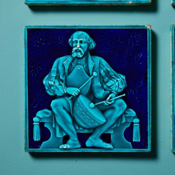 Set of 4 Minton Tiles Attributed to Edward Hammond