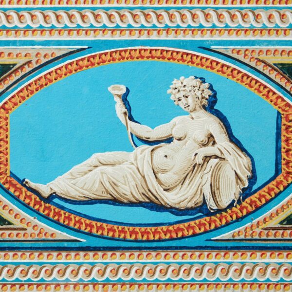 Antique Framed Polychrome Neoclassical Frieze