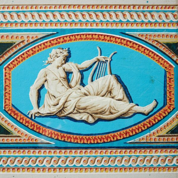 Antique Framed Polychrome Classical Frieze